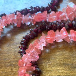 Pair of strands of semi-precious stones